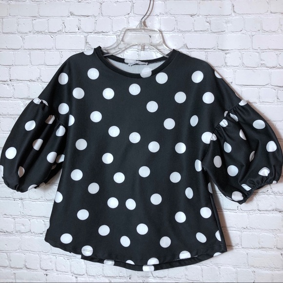 Zara Tops - ZARA, Polka dot Tee shirt Black and White